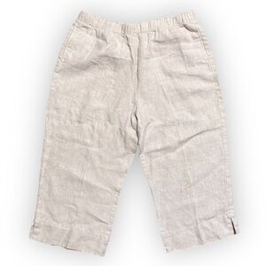 Kim Rogers Beige Linen Cropped Pull-On Pants High Rise Women’s Size Medium‎ P